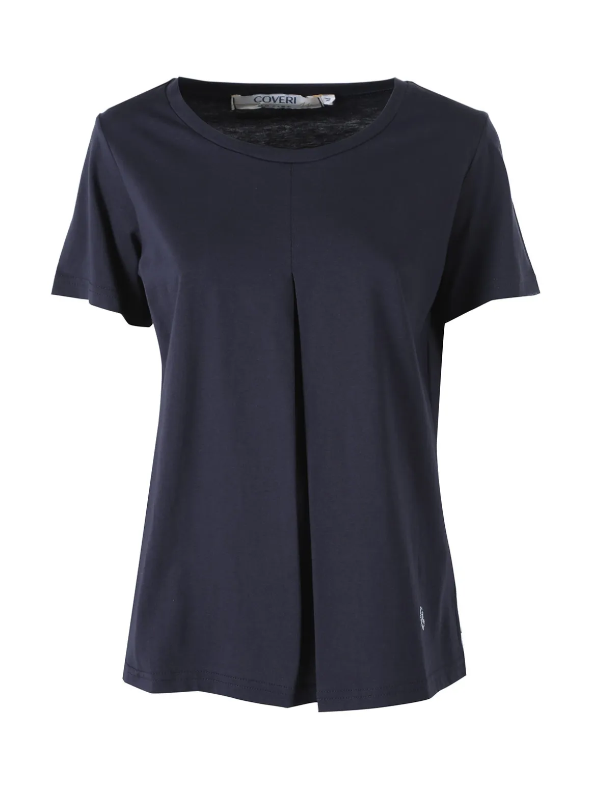 Coveri Moving T-shirt donna in cotone con logo di strass - blu scuro