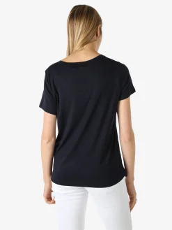 Coveri Moving T-shirt donna in viscosa con strass - blu scuro