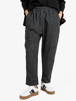 158c Pantaloni sportivi donna con cavallo basso - grigio scuro