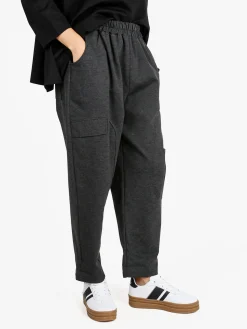 158c Pantaloni sportivi donna con cavallo basso - grigio scuro