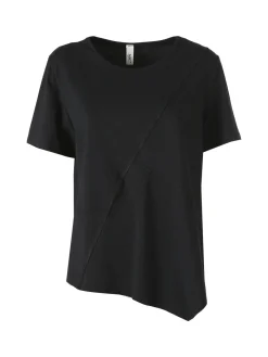 158c T-shirt donna oversize in cotone con taschino sul fondo - nero