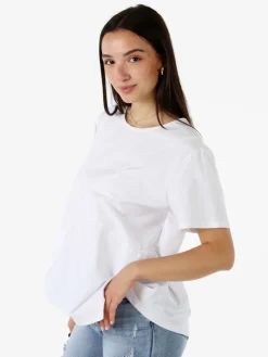 158c T-shirt donna oversize in cotone con taschino sul fondo - bianco