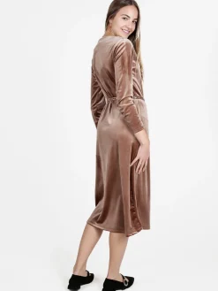 Daystar Abito lungo da donna in velluto con cintura