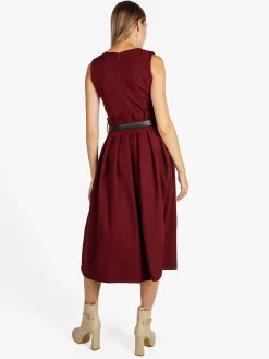 Daystar Abito lungo da donna smanicato con cintura - bordeaux