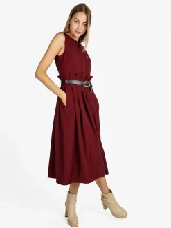 Daystar Abito lungo da donna smanicato con cintura - moro