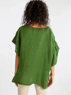 Daystar Blusa donna in lino con maniche a pipistrello