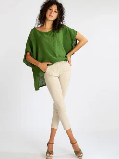 Daystar Blusa donna in lino con maniche a pipistrello