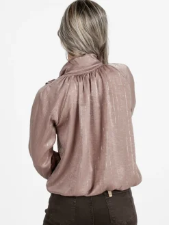 Daystar Camicetta donna a maniche lunghe con righe argento