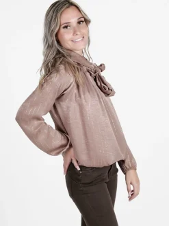Daystar Camicetta donna a maniche lunghe con righe argento