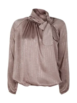 Daystar Camicetta donna a maniche lunghe con righe argento
