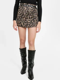 Daystar Gonna corta da donna animalier con cintura