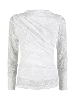 Daystar Maglietta donna a maniche lunghe in pizzo con arricciatura - nero
