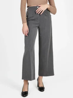 Daystar Pantaloni donna a gamba larga con bottoni decorativi
