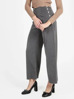 Daystar Pantaloni donna a gamba larga con bottoni decorativi