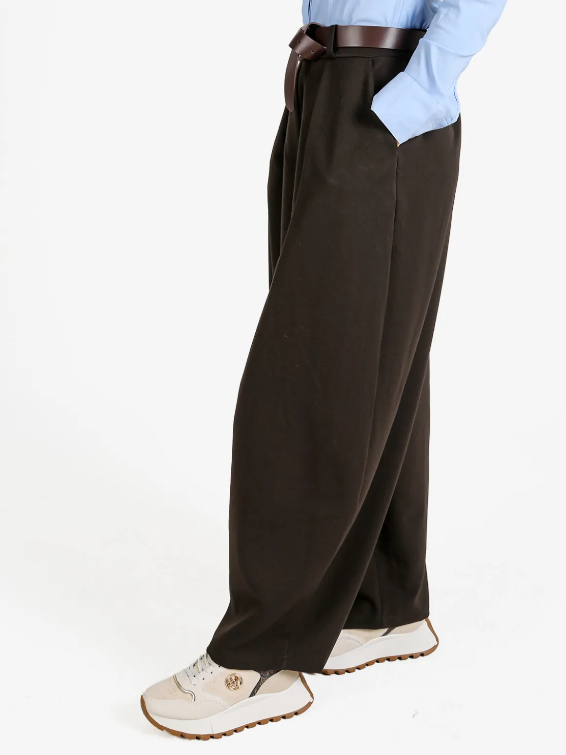 Daystar Pantaloni donna casual a palloncino con cintura - moro