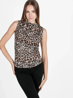 Daystar Top donna accollato in fantasia animalier
