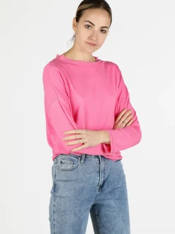 Daystar T-shirt donna a maniche lunghe con dettagli in voilè