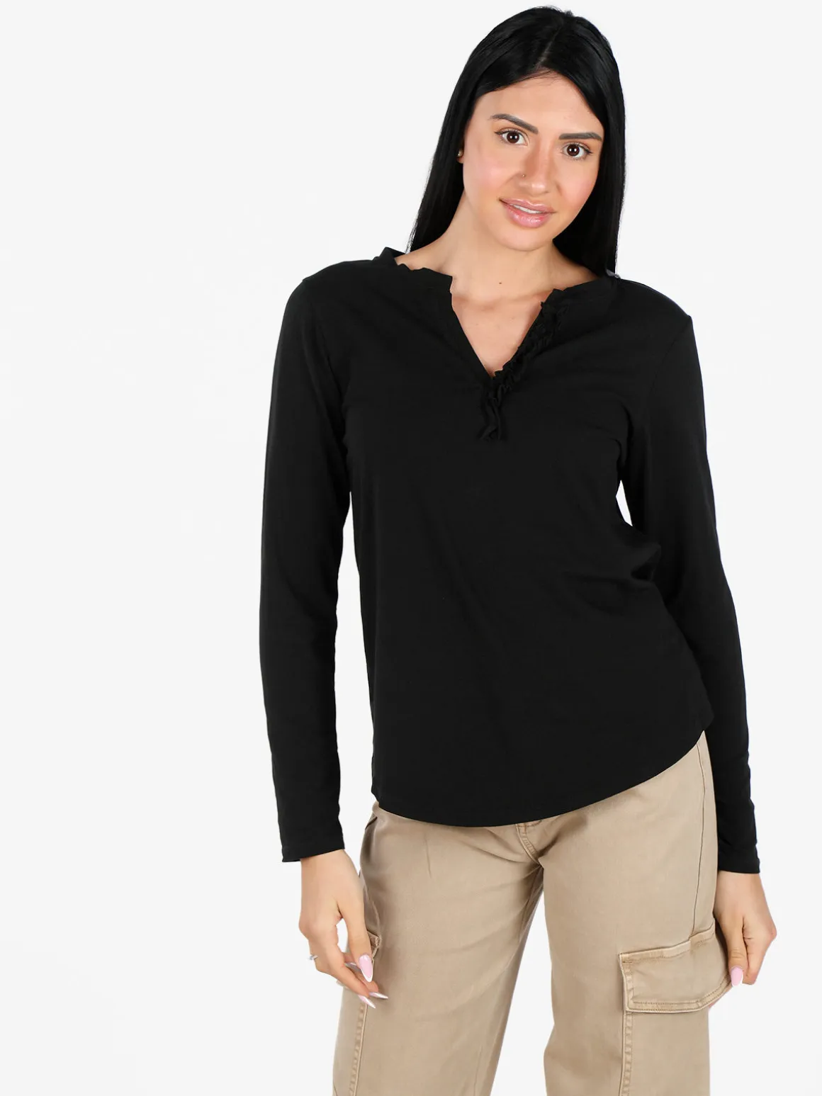 Daystar T-shirt donna a maniche lughe con scollo V