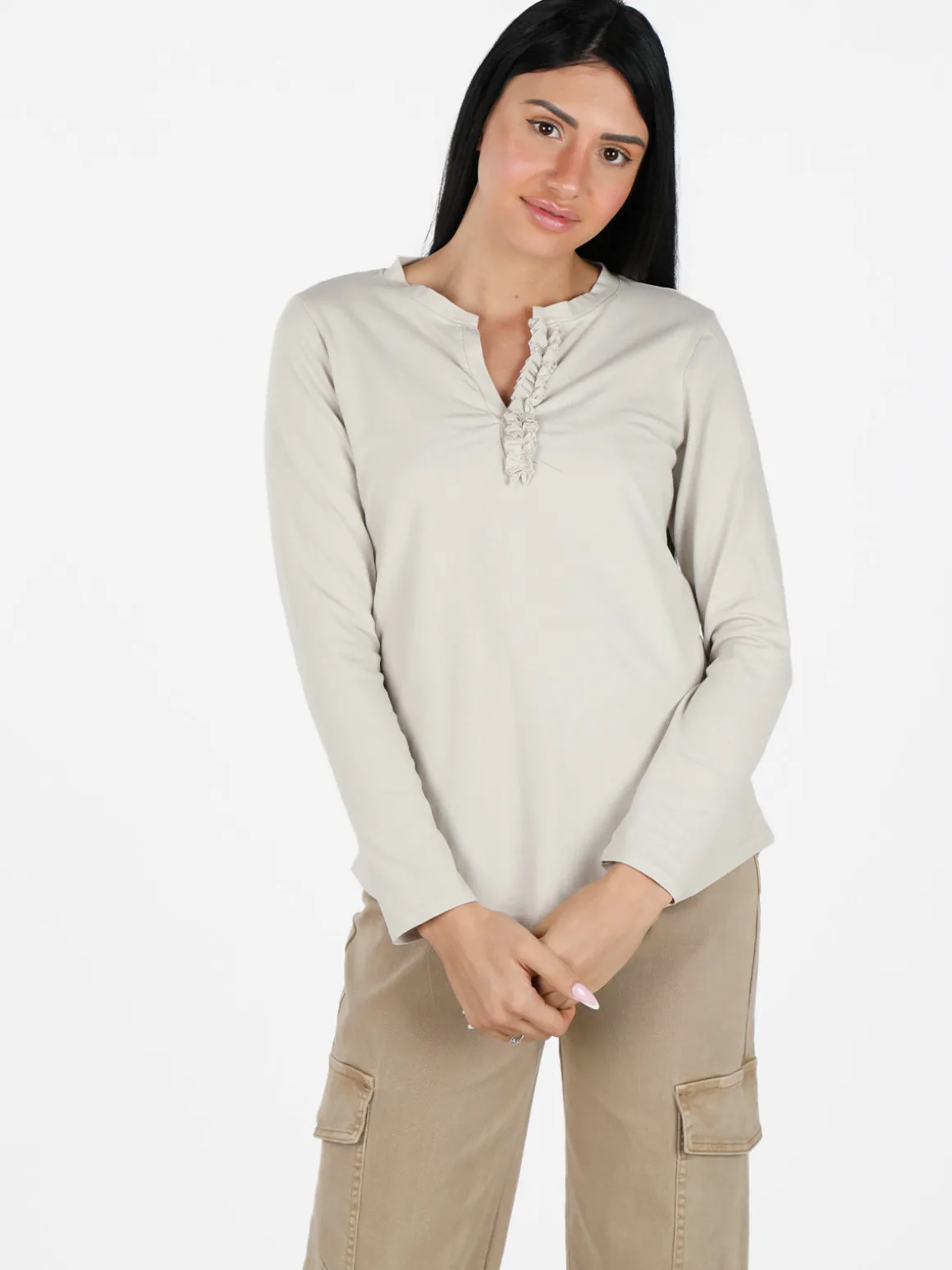 Daystar T-shirt donna a maniche lughe con scollo V