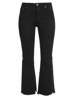 3-D Denim Pantaloni donna a zampa sfrangiati - nero