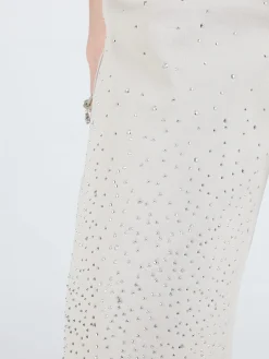 3-D Denim Pantaloni donna con strass a gamba larga