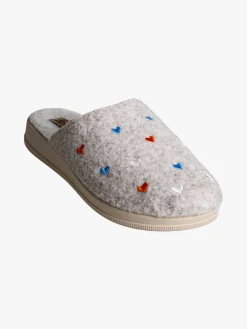 De Fonseca Pantofole donna cuori in feltro con zeppa - beige