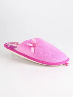 De Fonseca Pantofole in tessuto effetto velluto con fiocco Fuxia