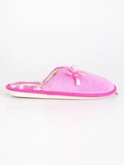 De Fonseca Pantofole in tessuto effetto velluto con fiocco Fuxia