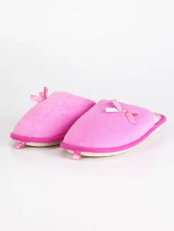 De Fonseca Pantofole in tessuto effetto velluto con fiocco Fuxia