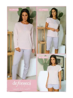 De Fonseca Pigiama donna in cotone a maniche corte e pantaloni a pinocchietto - blu