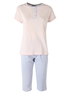 De Fonseca Pigiama donna in cotone a maniche corte e pantaloni a pinocchietto - blu