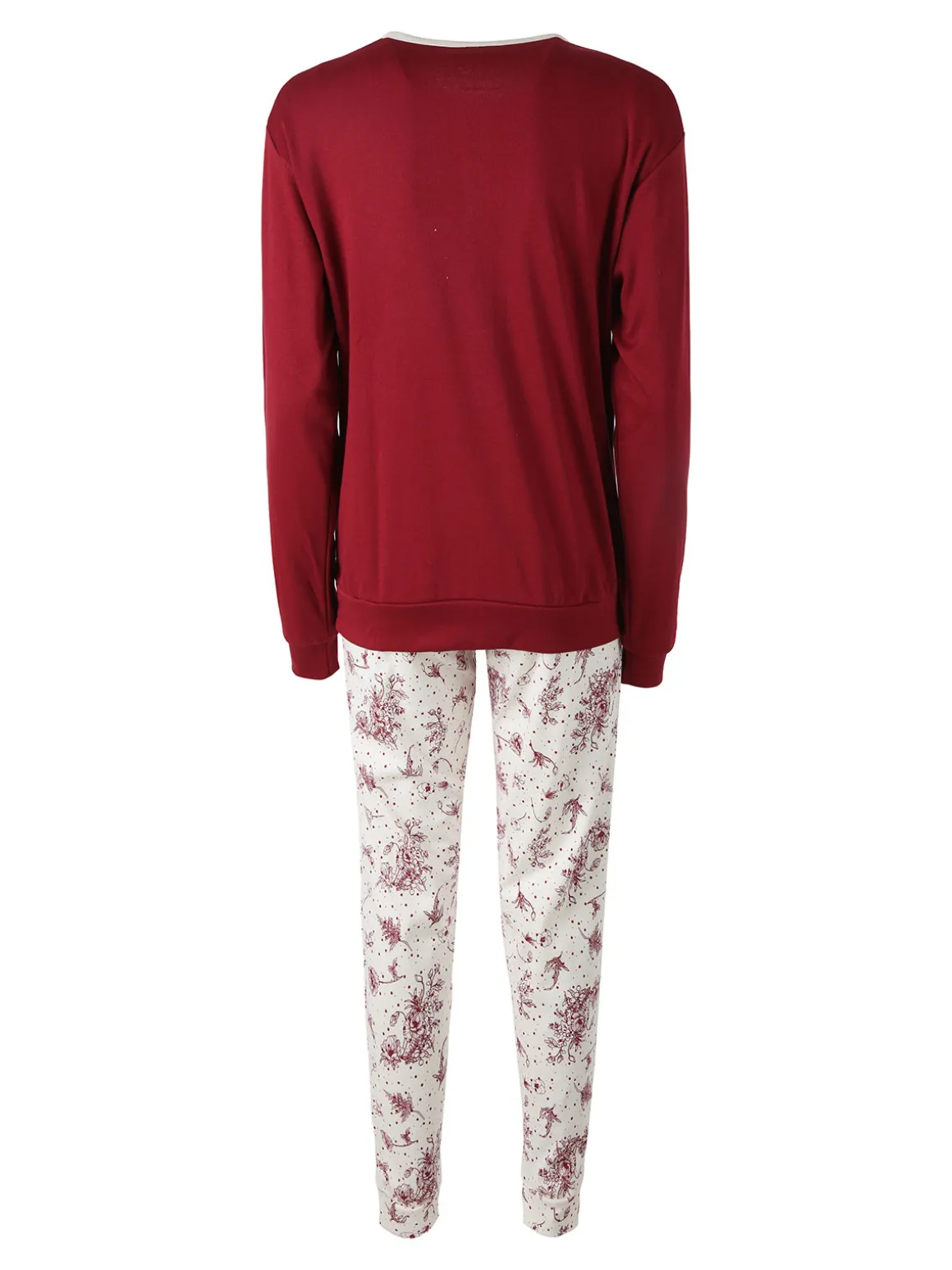 De Fonseca Pigiama lungo da donna in cotone - bordeaux