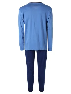 De Fonseca Pigiama lungo da uomo in cotone - blu scuro