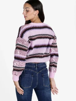 De Royale Cardigan donna crop con paillettes