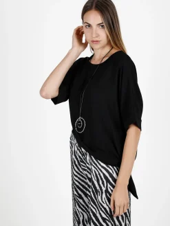 Deva Moda Blusa donna a maniche corte con anello laterale