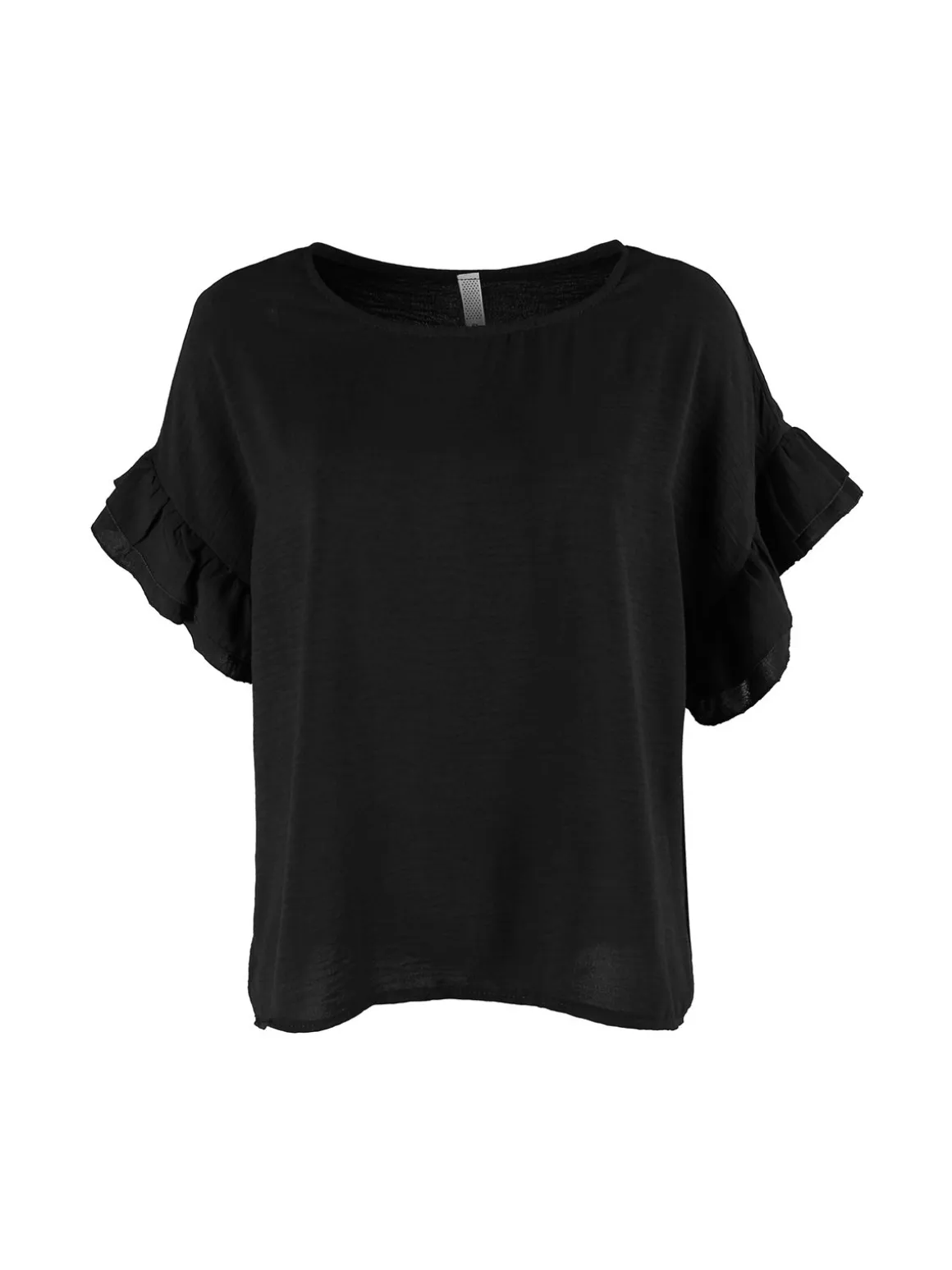 Deva Moda Blusa donna con maniche corte a balze