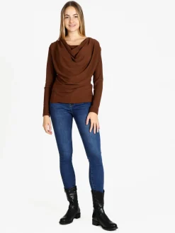 Deva Moda Blusa donna con scollo a cascata