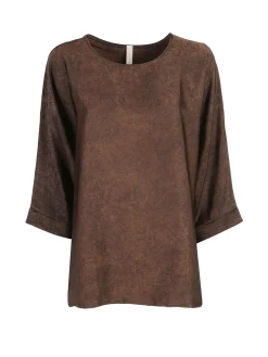 Deva Moda Blusa donna girocollo con maniche a pipistrello - moro