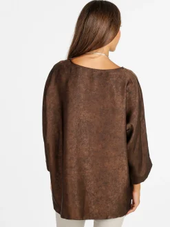 Deva Moda Blusa donna girocollo con maniche a pipistrello - moro