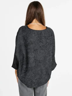 Deva Moda Blusa donna girocollo con maniche a pipistrello - nero