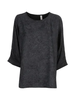 Deva Moda Blusa donna girocollo con maniche a pipistrello - nero