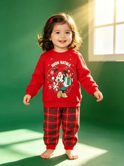 Disney Baby Minnie pigiama natalizio da neonata in cotone - rosso