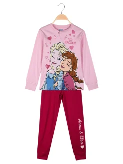 Disney Frozen Pigiama lungo da bambina Elsa e Anna in cotone interlock - rosa