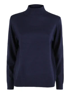Dolce & Trendy Pullover donna a lupetto in maglia - blu scuro