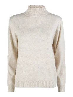 Dolce & Trendy Pullover donna a lupetto in maglia - beige