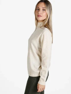 Dolce & Trendy Pullover donna a lupetto in maglia - beige