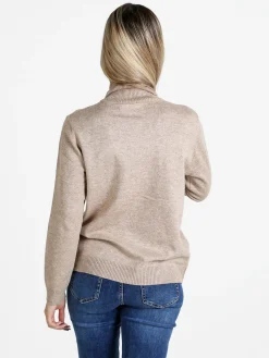 Dolce & Trendy Pullover donna dolcevita in maglia - sabbia