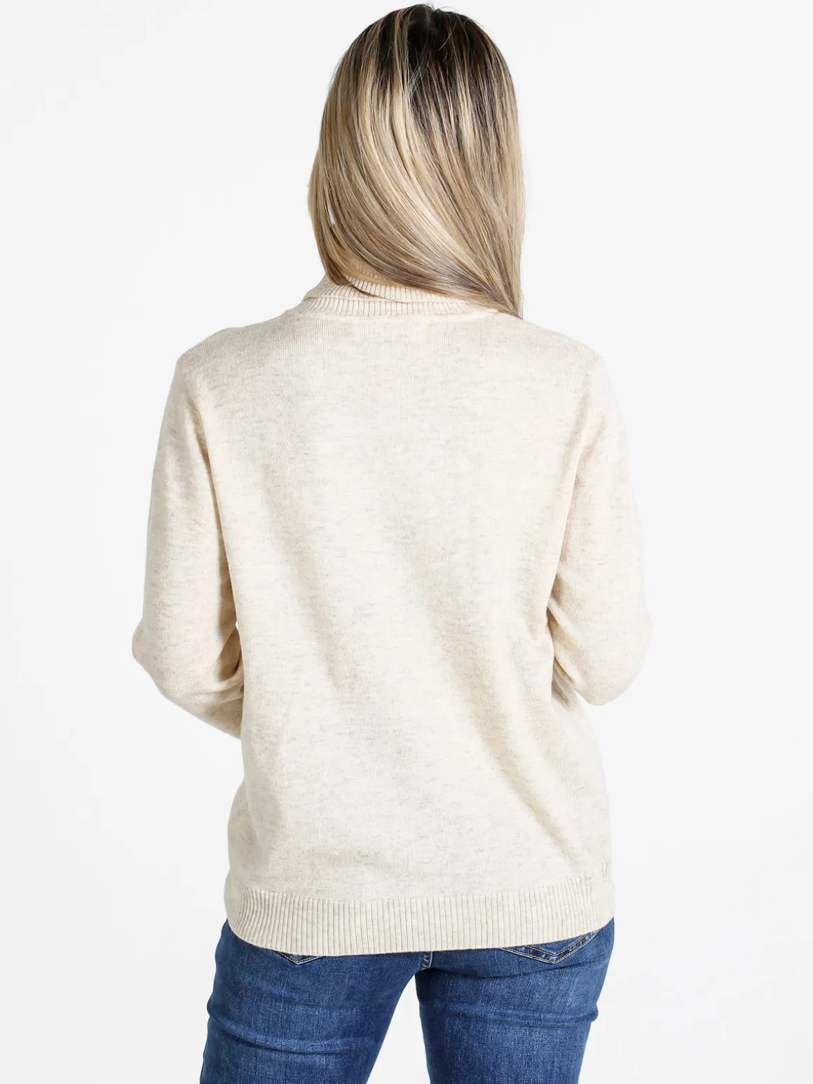Dolce & Trendy Pullover donna dolcevita in maglia - beige