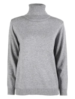 Dolce & Trendy Pullover donna dolcevita in maglia - grigio