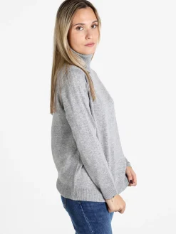 Dolce & Trendy Pullover donna dolcevita in maglia - grigio